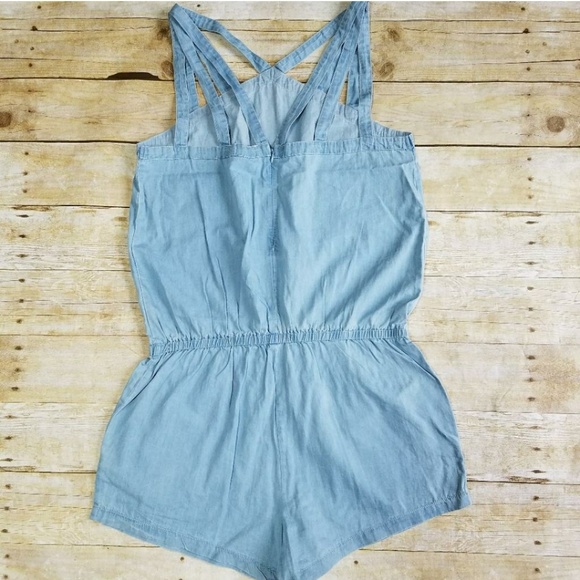 Fabletics Liza Romper In Light Blue Chambray - Picture 6 of 7